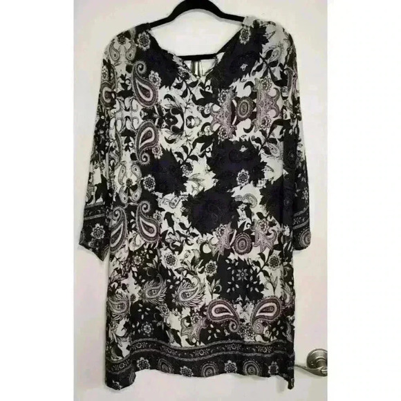 NWT‎ YEST LADIES Gray PULLOVER Top Tunic Length Paisley Print USA Sz. 14 - Picture 6 of 8